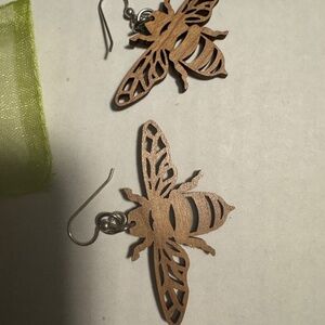 Wooden Bee Earrings